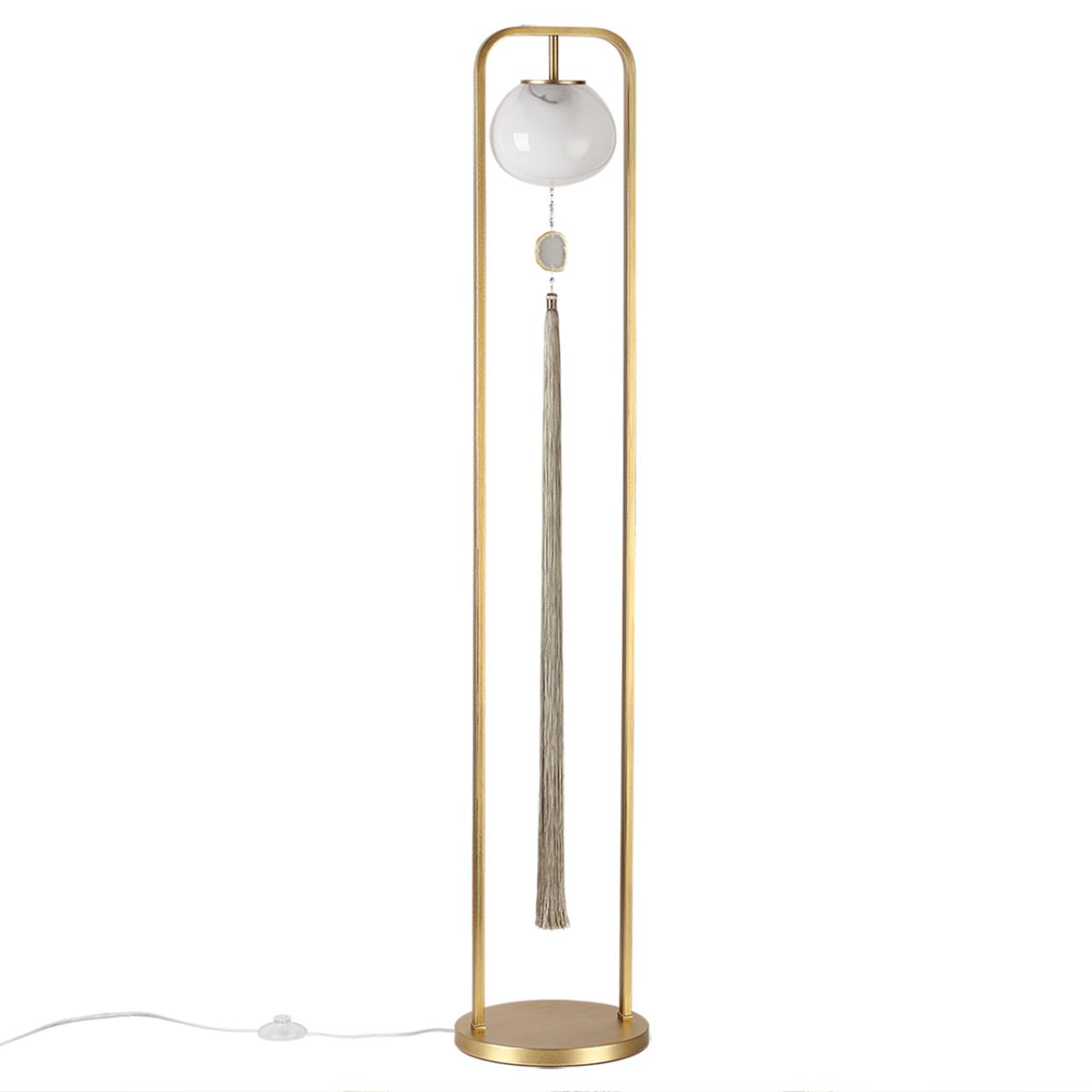 5432/1F MODERN ODL_EX25 115 золотой(под латунь)/стекло/кисточка/агат Торшер E14 1*40W FIOLENT