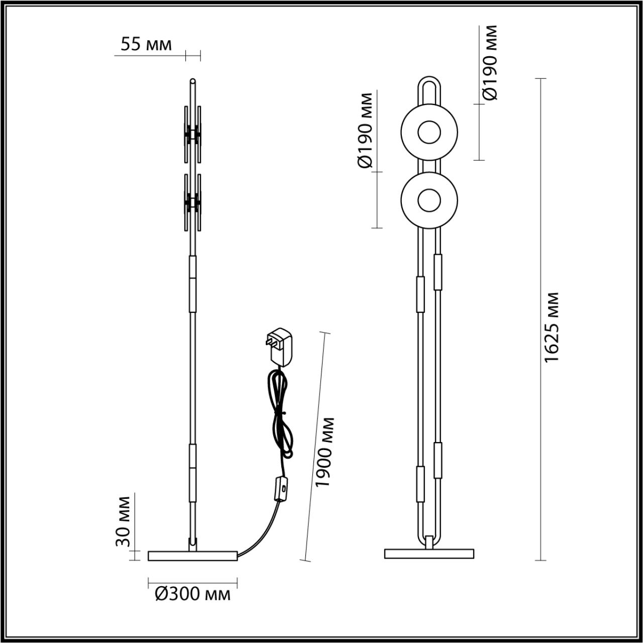 5407/23FL MODERN ODL_EX24 135 черный/золотой/металл/стекло Торшер LED 23W 3000K 1940Лм MAGNET — изображение 4
