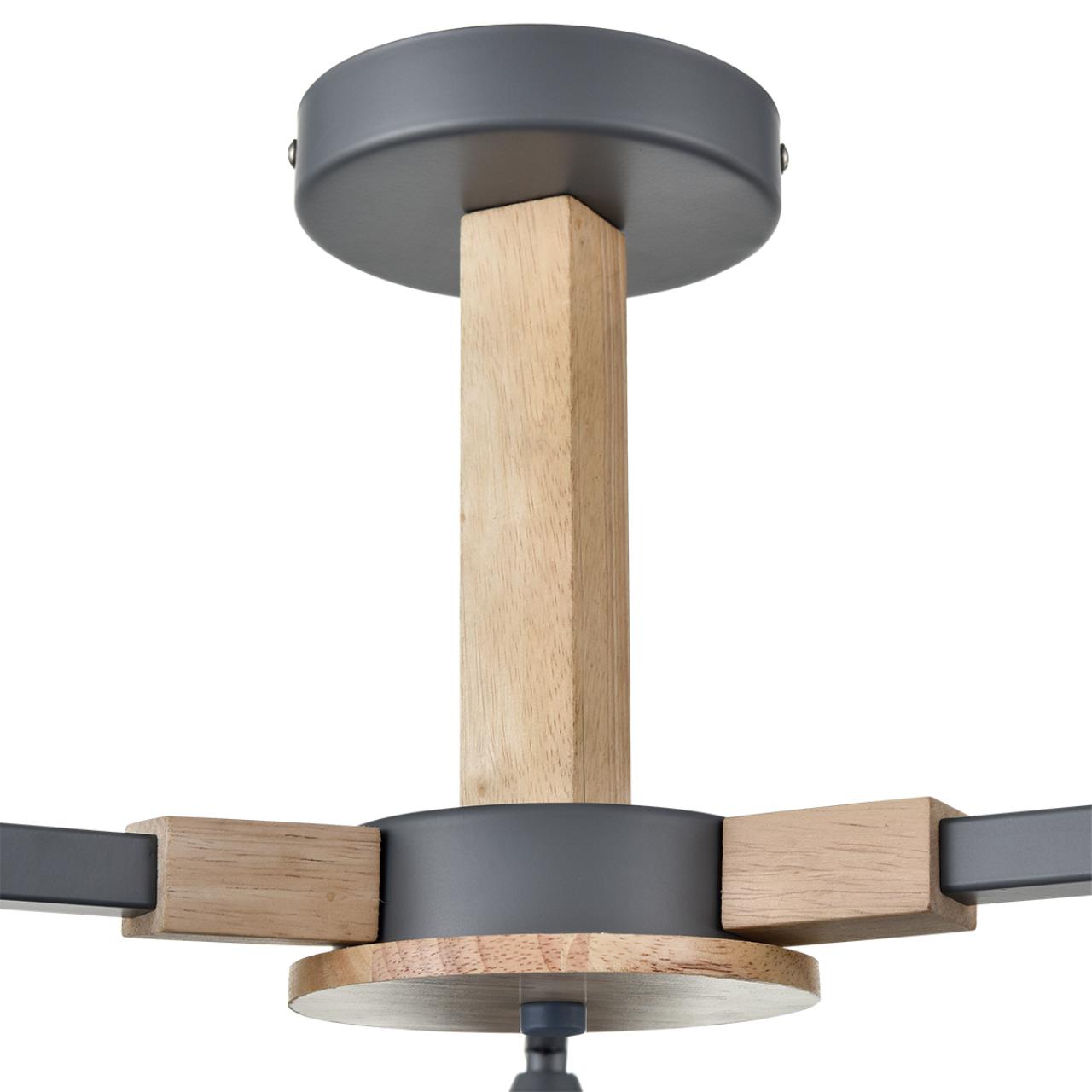 8096/3C MODERNI LN25 267 серый/серый металл, дерево/металл Люстра потолочная Е27 3*60W 220V COLANGE — изображение 5