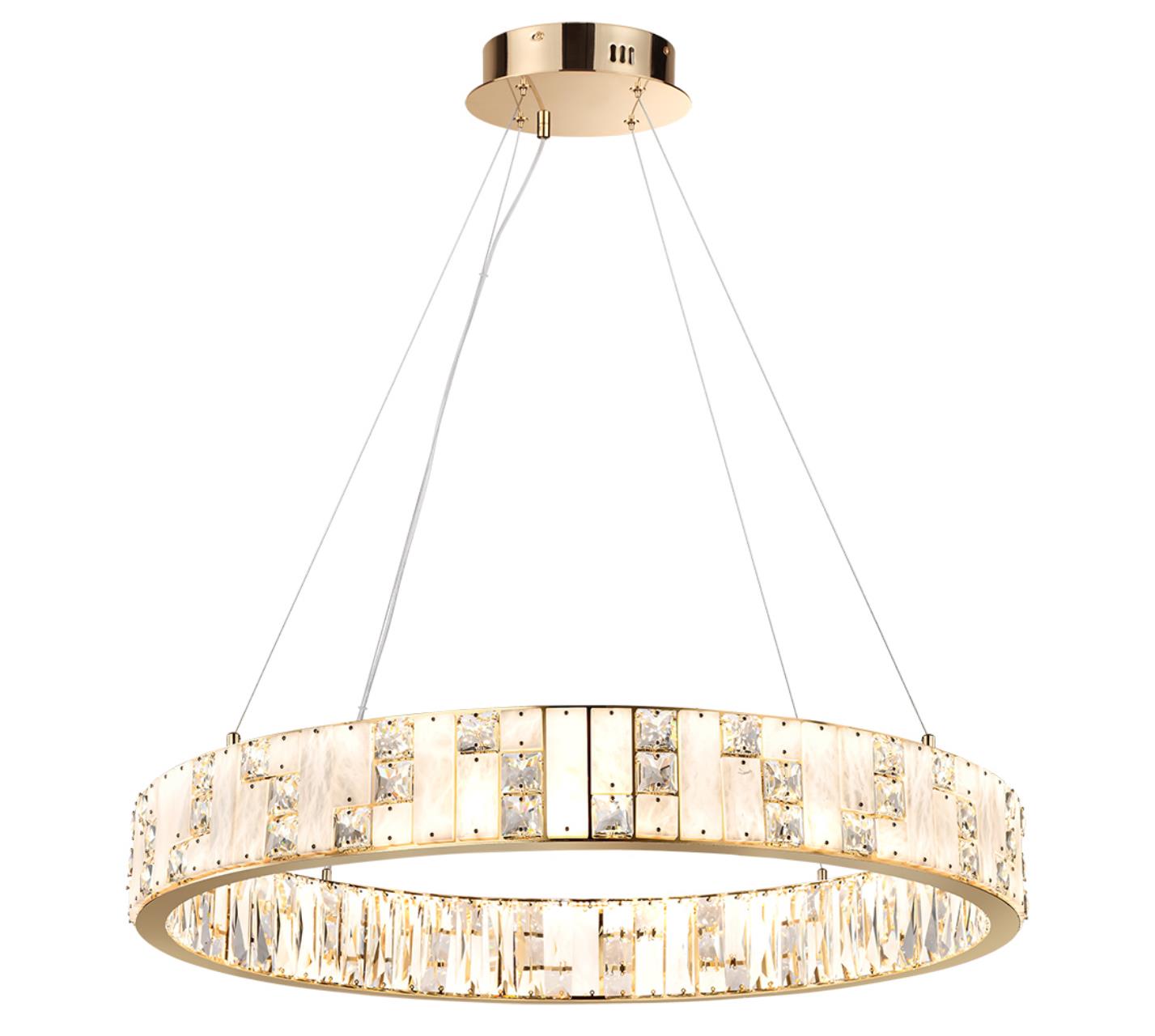 5072/100L HALL ODL24 615 золото/прозрачный/белый/металл/хрусталь/алебастр Люстра LED 80W 3700K CROSSA — изображение 3