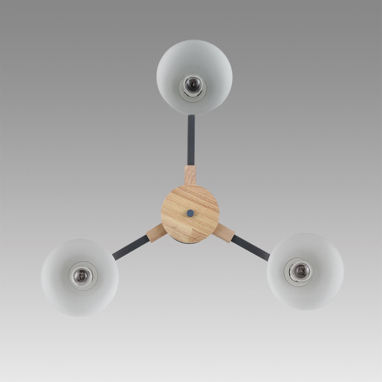 8096/3C MODERNI LN25 267 серый/серый металл, дерево/металл Люстра потолочная Е27 3*60W 220V COLANGE — изображение 7