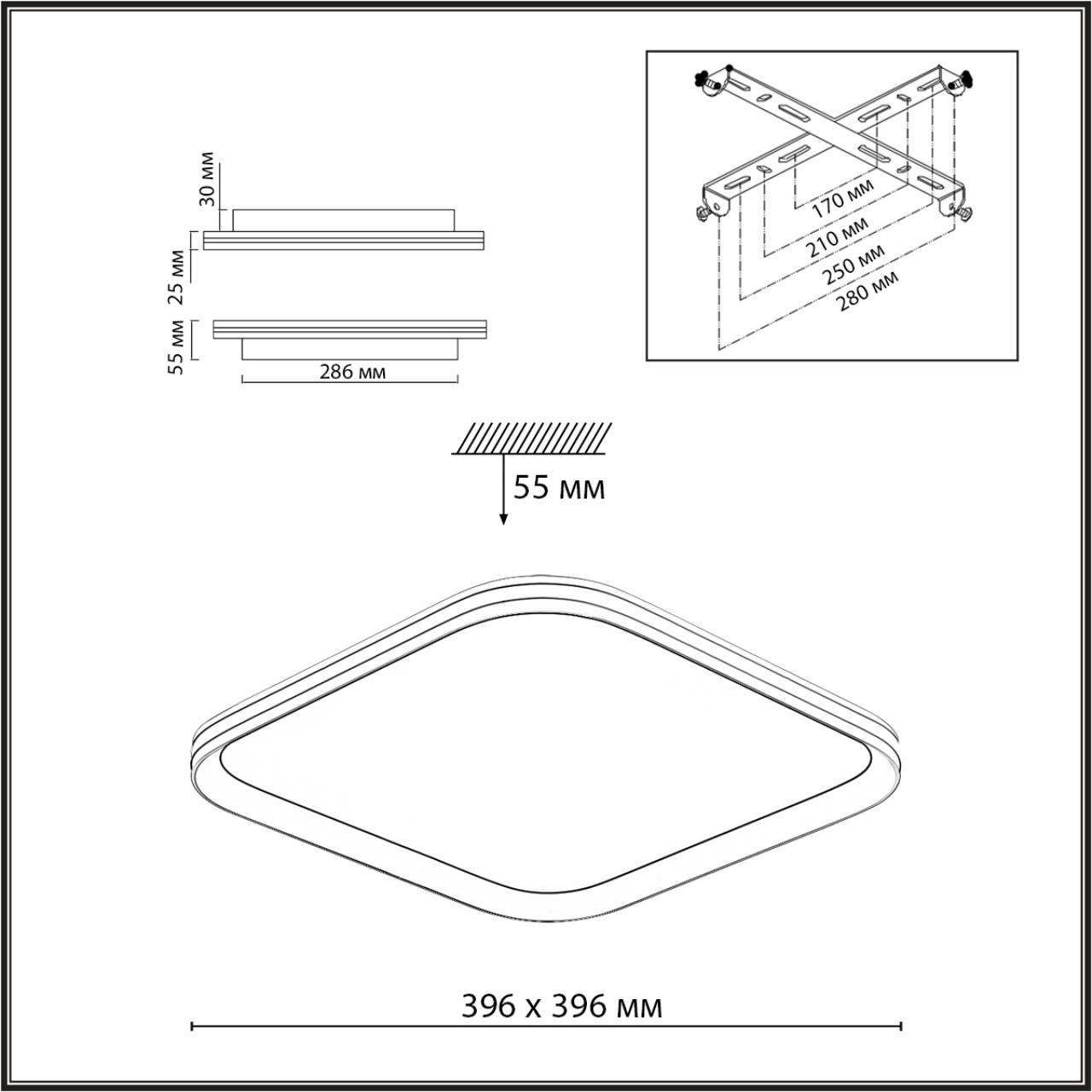 7750/72L MITRA LED SN 102 Светильник металл/PMMA/белый LED 72Вт 3000-6000К 396х396 IP20 пульт ДУ BETA — изображение 6