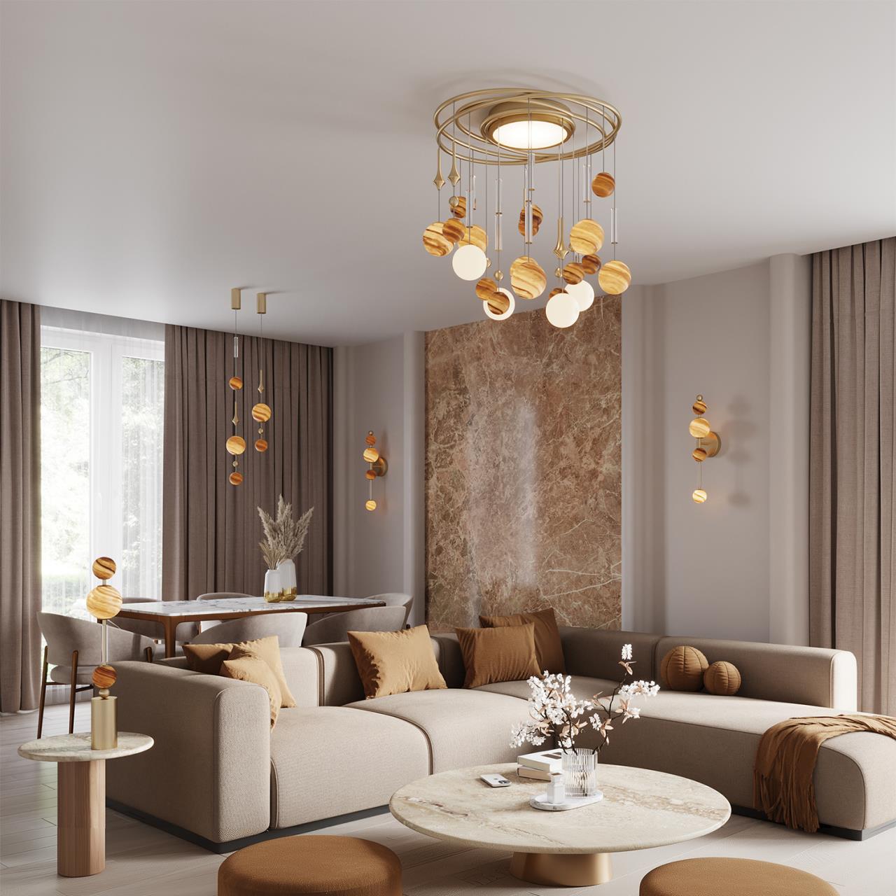 5457/5WL MODERN ODL_EX26 светлая сатин.латунь/белый/бежевый/коричневый/металл/стекло Настенный светильник LED x 5W 2500K CALLISTO — изображение 6