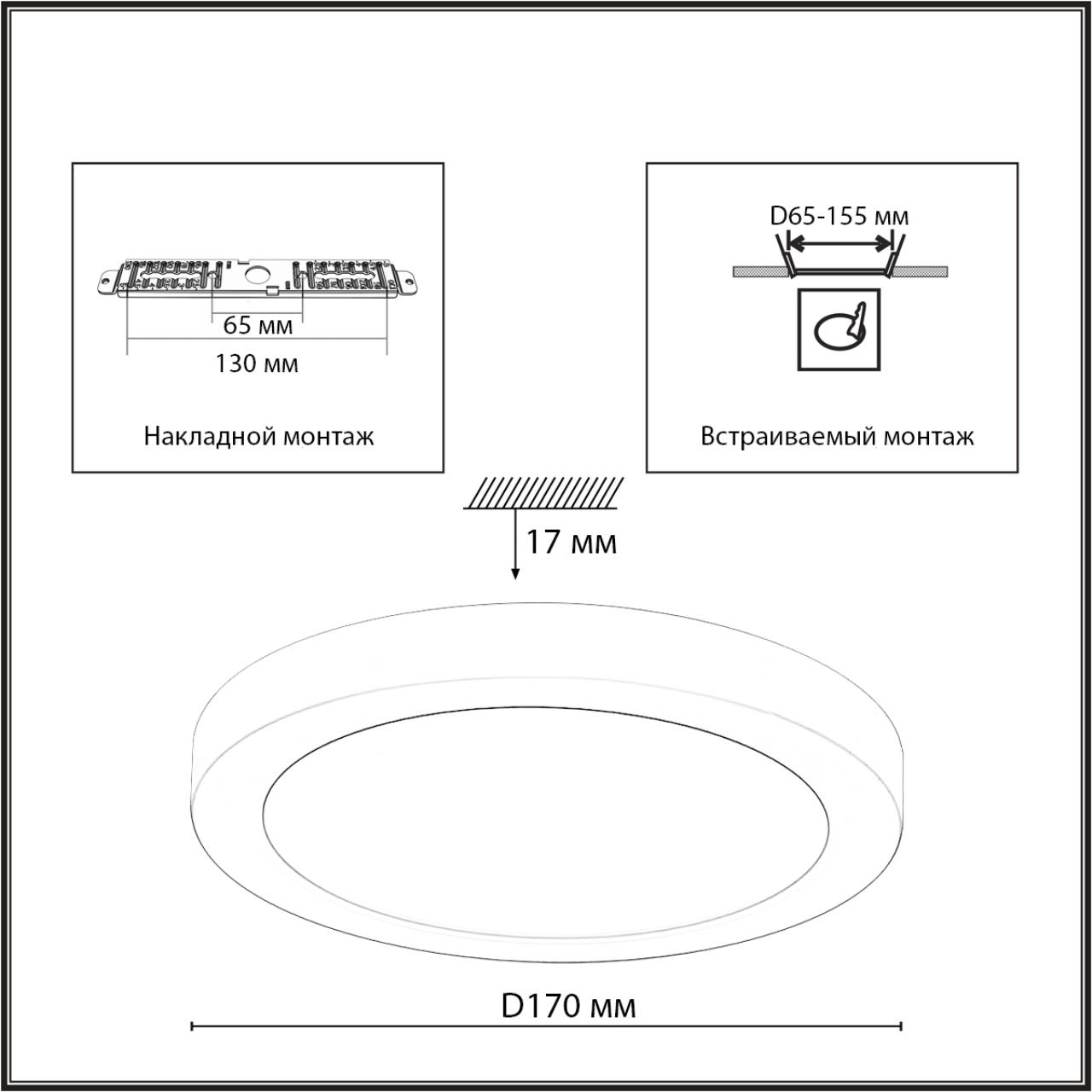 7788/12L MITRA LED SN 000 Светильник пластик/белый/черный LED 12Вт 3000/4000/6500К D170 IP44 CCT/датчик движения NEBULA BLACK — изображение 4