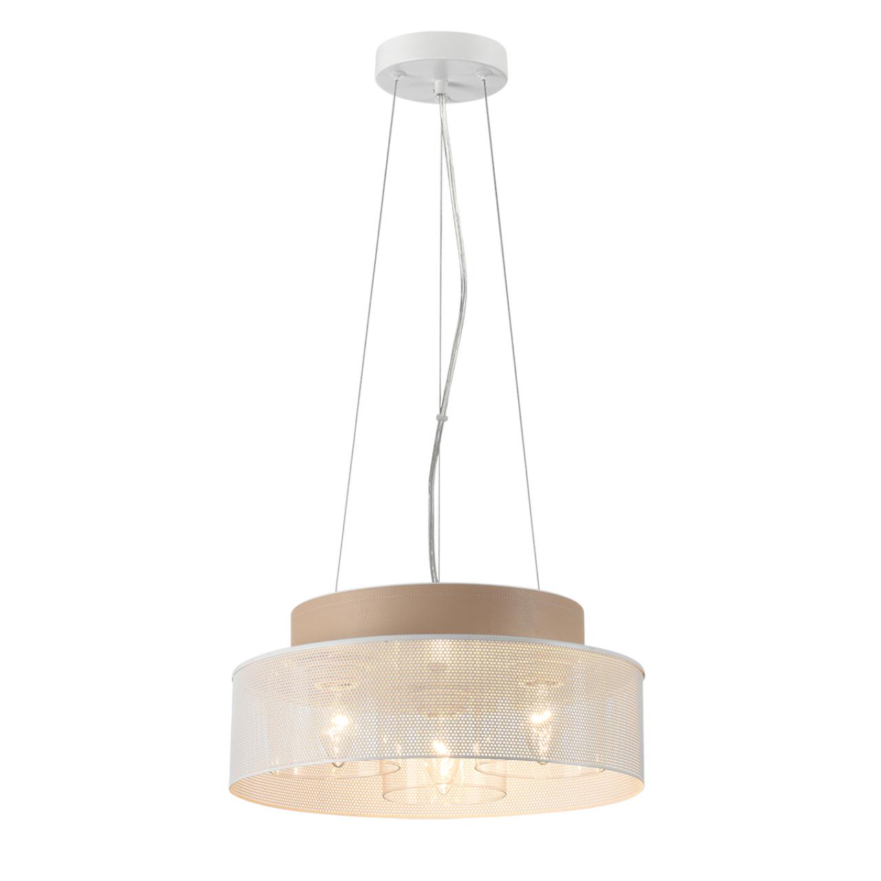 6599/3C MODERNI LN25 156 белый/белый, бежевый металл, эко кожа/металл, стекло Подвесной светильник Е27 3*60W 220V BASALTO — изображение 3