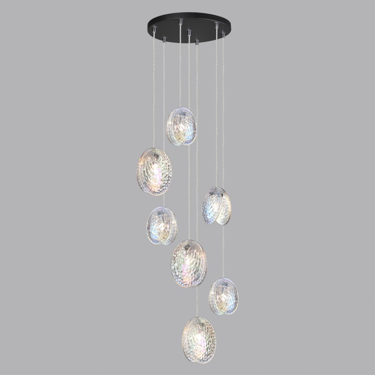 5039/7 MODERN ODL24 429 черный/перламутровый/металл/стекло Люстра каскадная G9 7*40W MUSSELS — изображение 5