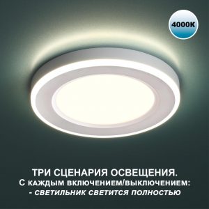 359016 SPOT NT23 560 белый Светильник встраиваемый светодиодный (три сценария работы) IP20 LED 4000К 18W+6W 100-265V 1680Лм SPAN
