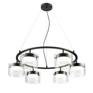 8232/6 COMFI LN26 230 черный/прозрачный, металл/стекло Светильник подвесной LED GX70 6*10W 220V NATALINA