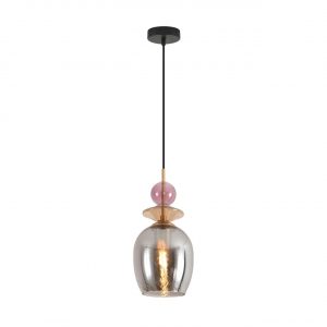 8297/1A MODERNI LN26 368 бронза/смоки/амбер/розовый, металл/стекло Подвес E27 1*40W 220V IRIME