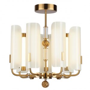 5467/35L MODERN ODL_EX26 049 белый/коричневый/античная бронза/металл/стекло/декор металл Люстра LED 35W (5W*7) 2700K LION