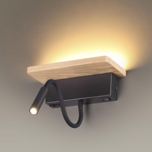 3868/8WL HIGHTECH ODL19 475 св.дерево/дерево Настен. светильник LED 8W 560Лм 3000К USB зарядка WOODY