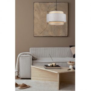 8043/1 MODERNI LN26 338 черный/серый/бежевый, металл/текстиль/ротанг Подвесной светильник Е27 1*60W 220V LAUNA