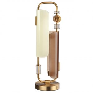 5467/10TL MODERN ODL_EX26 049 белый/коричневый/античная бронза/металл/стекло/декор металл Настольная лампа LED 10W (5W*2) 2700K LION