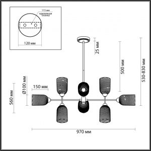 6512/8C MODERNI LN23 000 латунь Люстра потолочная E14 8*40W 220V MONROE