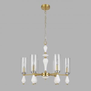 8428/6 NEOCLASSI LN27 177 латунь/белый/прозрачный, металл/керамика/стекло Люстра подвесная  E14 6*40W 220V GALANA