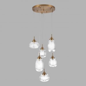 8439/6 MODERNI LN27 378  латунь/прозрачный металл/стекло Подвесная люстра E14 6*40W 220V DEA